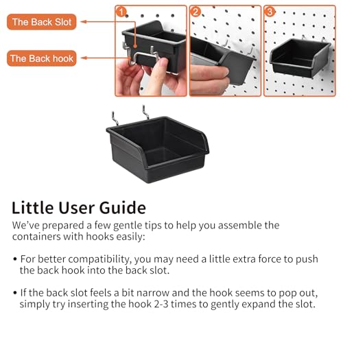 Pegboard Bins And Cups, 12 Pack Peg Board Hardware Nail and Screw Organizer