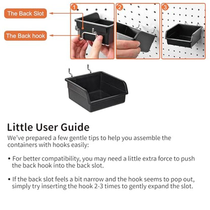 Pegboard Bins And Cups, 12 Pack Peg Board Hardware Nail and Screw Organizer