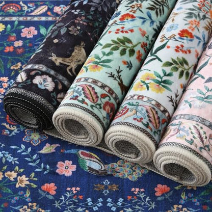 Rugcomf Area Rug 3x5 Floral Washable Non Slip, Blue - color: Blue, size: 3' x 5' (Rectangular)