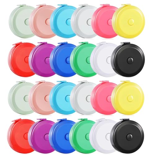 12 | 24 | 36 | 48 | 72 | 96 | 120 Pack Tape Measure,12 Colors Soft Retractable Measuring Tape 60-Inch/150cm, for Body Measuring Tailor Cloth Home Craft Measurements (24 Pack)