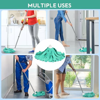 Matthew Microfiber Cloth Mop Compatible with Ceda Mop Refill Commercial Replacement 54" Stainless Steel Handle with 2 Wet Mop Heads w/1 Handle Incl.2Pcs Microfiber Towels-Green - color: Green