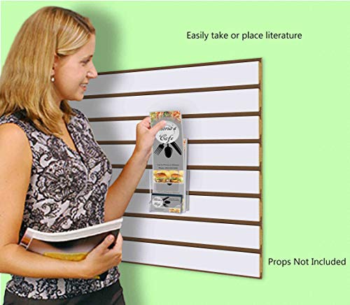 Marketing Holders 4 Pack SlatWall Brochure Holder 4" W Trifold Pocket Retail Display with Attached 3.5" x 2" Business Card Slot Take One Literature Pamphlet Organizer Clear Acrylic - size: 4"W Slatwall w/BC Holder