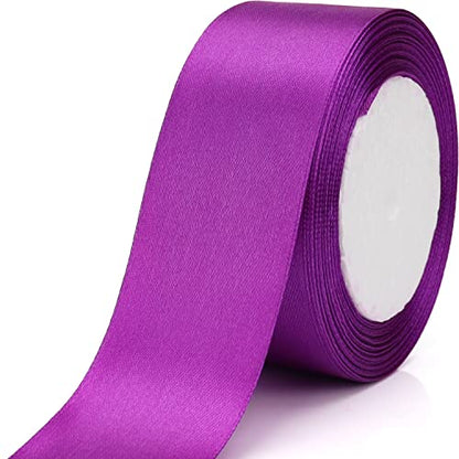 Nsilu 25 Yards 1-1/2 inches Wide Satin Ribbon Suitable for Wedding, Party and Gift Box Packaging Ribbon (Purple, 1-1/2") - color: Purple