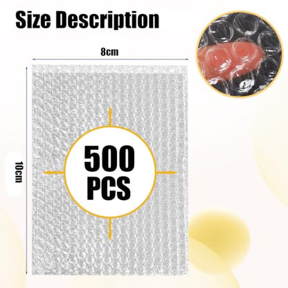 500Pcs Small Bubble Pouches Wrap, 3.15"x4" Clear Bubble Out Bag for Packing - size: 3.15"x4"