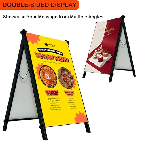 JUST 4 SIGNS Heavy Duty A-Frame Sidewalk Sign Holder for 24×36 Posters Double-Sided Pavement Sign Display – Easy Slide-In Design for Outdoor & Indoor Advertising (1)