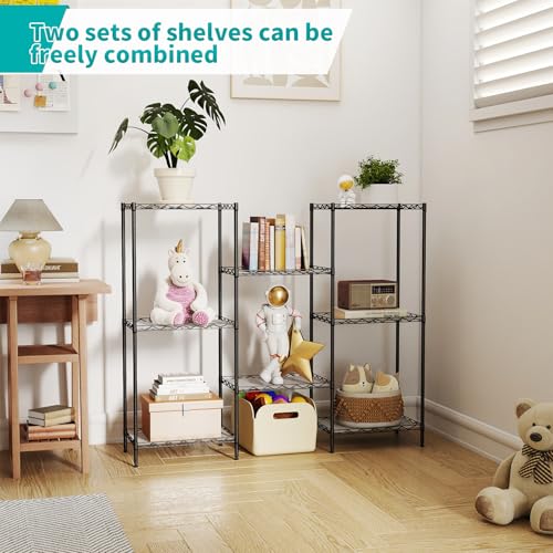 BestOffice | 4-Tier Wire Shelf | 12" x 18" x 44 | Black - color: Black, size: 12"D x 18"W x 44"H