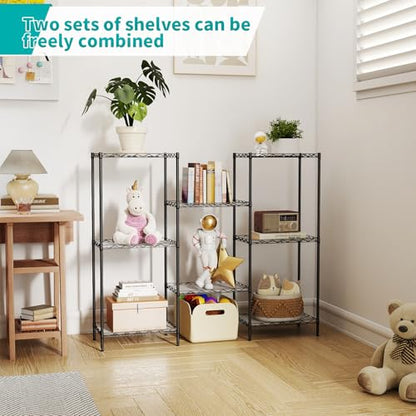 BestOffice | 4-Tier Wire Shelf | 12" x 18" x 44 | Black - color: Black, size: 12"D x 18"W x 44"H