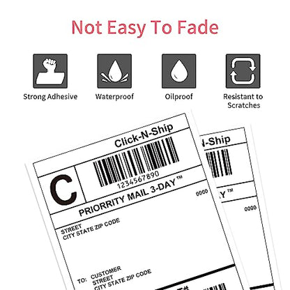 L Liked 4000 Thermal Labels 4" x 6" Perforated Industrial Thermal Shipping Labels with 3" Core, (Commercial Grade) - size: 4 Rolls