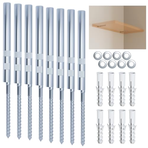 BATODA Floating Shelf Brackets, Hidden Blind Supports, Silver, Pack of 8