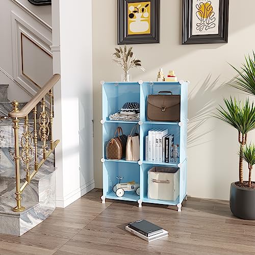 AWTATOS Cube Storage Organizer, Closet Organizers, 6 Cube Shelf, Blue - color: Blue