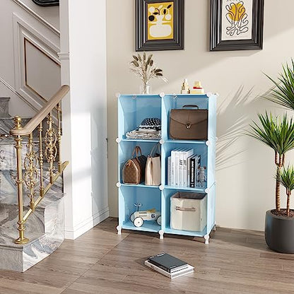 AWTATOS Cube Storage Organizer, Closet Organizers, 6 Cube Shelf, Blue - color: Blue