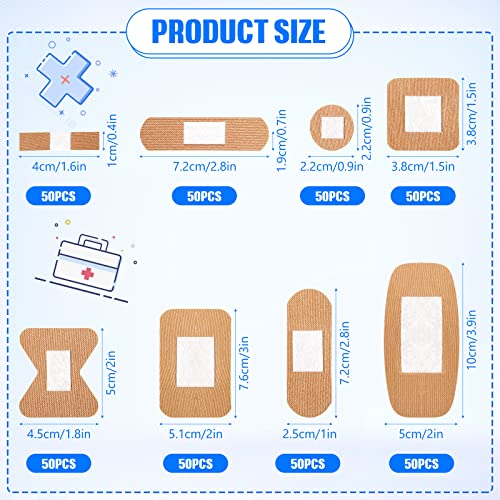 400 Pcs Bandages Bulk Various Sizes Waterproof Adhesive Bandages, 8 Styles - style: 8 Styles