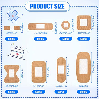 400 Pcs Bandages Bulk Various Sizes Waterproof Adhesive Bandages, 8 Styles - style: 8 Styles