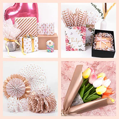 Larcenciel Valentine's Day Tissue Paper, 50 Sheets Metallic Rose Gold Tissue Paper for Gift Bags & Gift Wrapping, Glitter Gift Tissue Paper Bulk, Pretty Gift Wraps for Birthday,9.7x13.8 - color: Rose Gold 50P