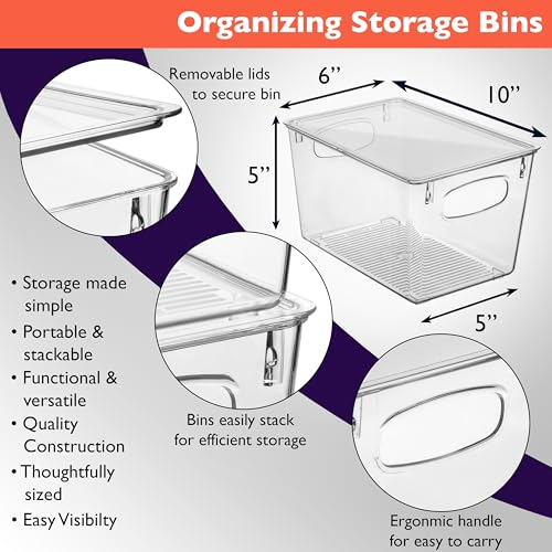ClearSpace Pantry Storage Bins with Lids for Kitchen & Fridge, 2 Pack - size: 10"L x 6"W x 5"H