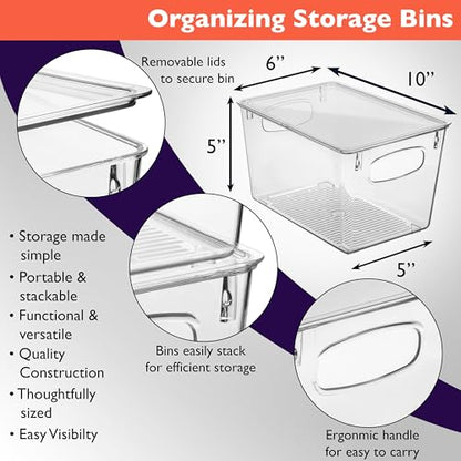 ClearSpace Pantry Storage Bins with Lids for Kitchen & Fridge, 2 Pack - size: 10"L x 6"W x 5"H
