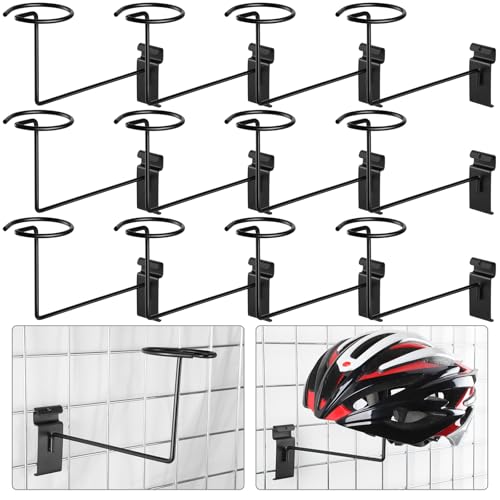 Kigley Metal Gridwall Hooks, 3.2 inch Hat Helmet Rack, Retail Display Shelves Organizer, Wall Fixtures, Accessories for Home Retail Shop(Black,12 Pcs)