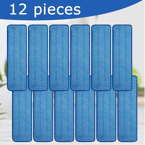 12 Pack of 18 inch Microfiber Pad Universal for Commercial/Industrial/Professional use. Fits 16-18 Inch Heads Heavy Duty Wet & Dry Cleaning Reusable Refills Fit for Most Flat Mops - size: 12