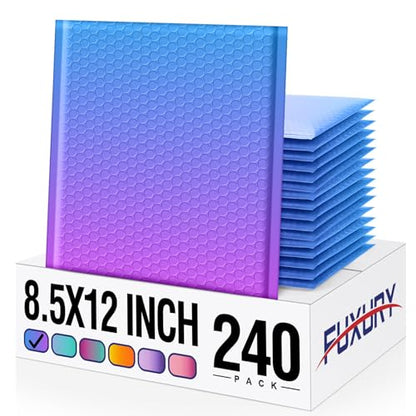 Fuxury Bubble Mailers 8.5x12" 240 Pack Padded Envelopes Usable Size 8.5x11" - color: BluePurple, size: 8.5x12" 240PC