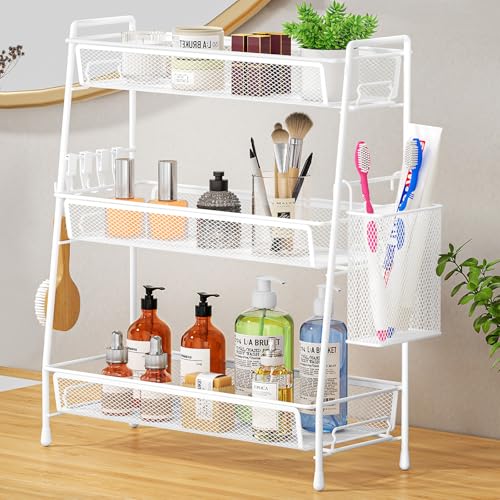 VITVITI 3 Tier Bathroom Organizer Countertop, Counter Storage Shelf, White - color: 3 Tier Large White