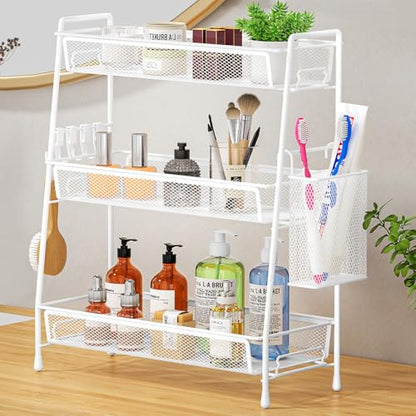 VITVITI 3 Tier Bathroom Organizer Countertop, Counter Storage Shelf, White - color: 3 Tier Large White