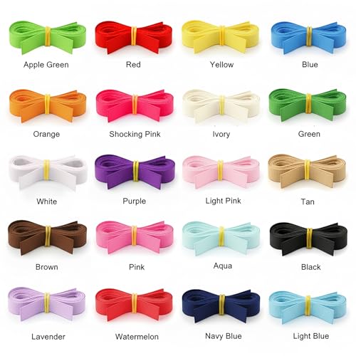 QingHan Grosgrain Ribbon 3/8 Inches 40 Yards (20 Colors x 2yards) - color: Multi