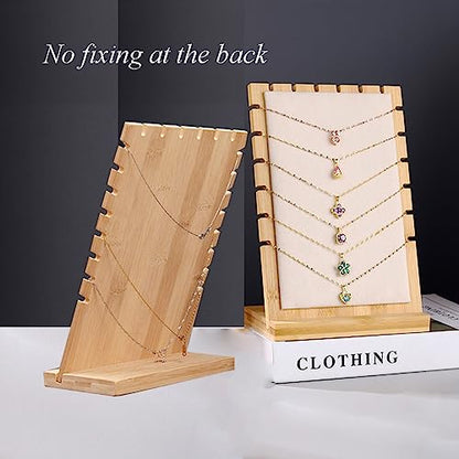 Necklace Display Stands for Selling Necklace Holder Set 3PCS Beige - color: Beige