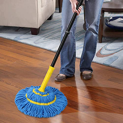 KeFanta Self-Wringing Twist Mop with 1 Extra Refill, 57" Long Handle, Blue - color: Blue (1 Handle & 2 Mop Heads)