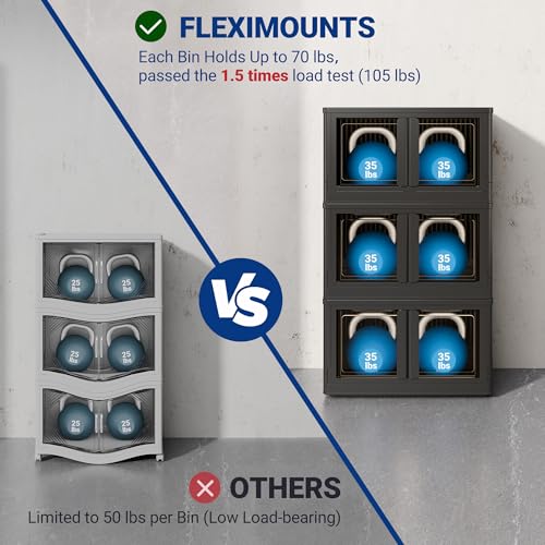 FLEXIMOUNTS 304 QT Stackable Plastic Storage Bins With Lids, Black - color: Black, size: 76 Qt-4 Pack