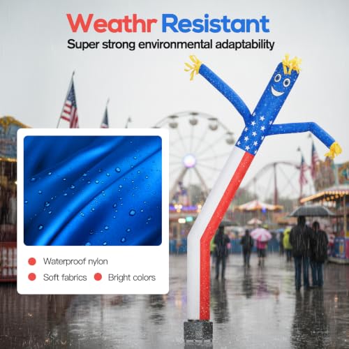 6ft American Flag Inflatable Waving Tube Man with Blower - color: American Flag