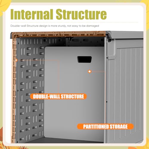 Devoko HDPE 240 Gallon Deck Box Double-Wall with Divider - color: Grey, size: 240 Gallon 1 Pack