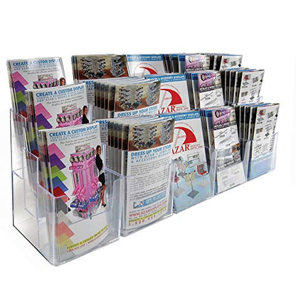 Azar Displays 252819 Three-Tier 15-Pocket Trifold Brochure Holder, Acrylic - size: 3 Tier 15 Pocket