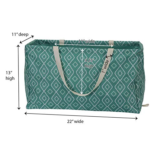 Household Essentials Rectangular Krush Container, All‑Purpose Utility Tote with Diamond Pattern, Teal - color: Teal Geo