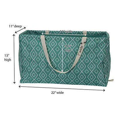 Household Essentials Rectangular Krush Container, All‑Purpose Utility Tote with Diamond Pattern, Teal - color: Teal Geo