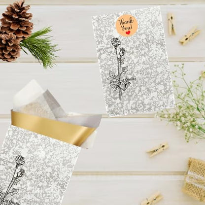 Novel Box 100 Pack Silver Rose Print Flat Merchandise Bags 5x7 in - color: Silver Rose Print, size: 5" x 7" Inches