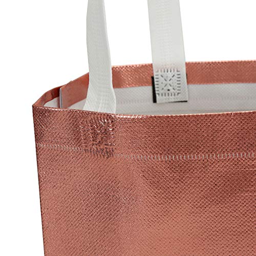 Tosnail 40 Pack 10 x 8 Inch Reusable Grocery Bags Shopping Tote Bag with Handle Present Bag Gift Bag for Weddings, Birthdays, Party, Event - Rose Gold - color: Rose Gold