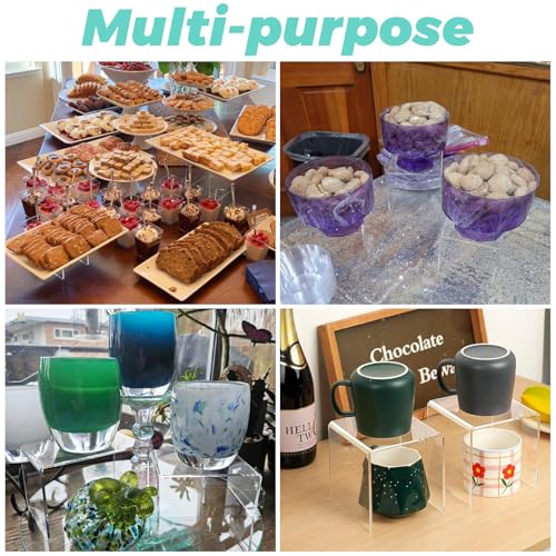 ASelected 5 PCS Clear Acrylic Risers Display Stands, 3/4/5/6/7Inch Square Acrylic Display Risers, Acrylics Stand for Figures, Perfumes, Cupcake, Candy, Dessert, Jewelry