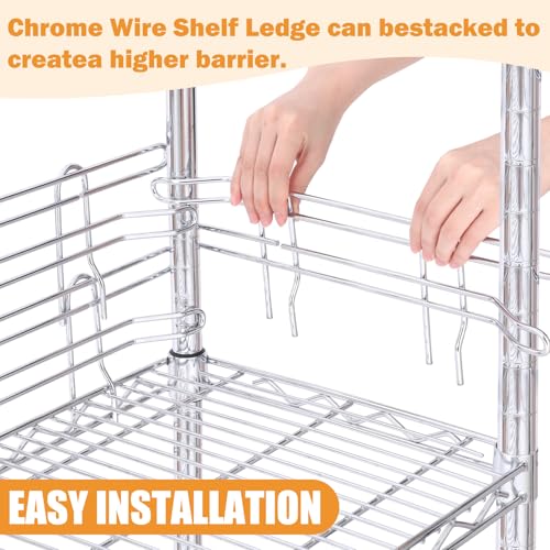 MorningRo 4 Pcs Silver Chrome Wire Shelf Ledge, 14" L x 4" H - color: Silver, size: 14" L X 4" H