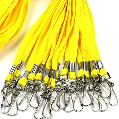 Beebel Lanyards 100 Pack Black Lanyards with Swivel Hook Clips for ID Name Badge Holder (Yellow, 100 Pack) - color: Yellow, size: 100 Pack
