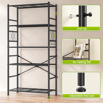 DurayLoly 30"W 5-Tier Heavy Duty Wire Shelving with Hooks, 1100 lbs, Pantry - size: 30" W x 12" D x 72" H (5T)