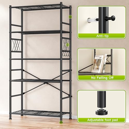 DurayLoly 30"W 5-Tier Heavy Duty Wire Shelving with Hooks, 1100 lbs, Pantry - size: 30" W x 12" D x 72" H (5T)