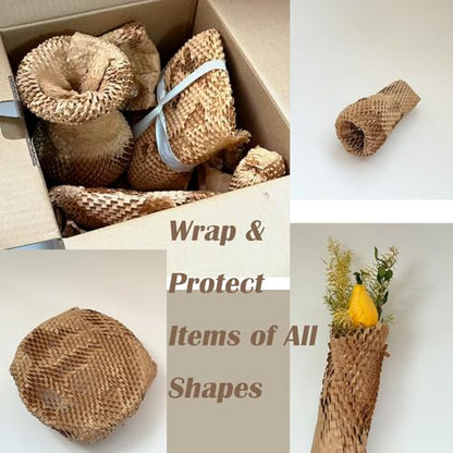 Honeycomb Packing Paper 15" x 400' for Moving Glass Dishes Recyclable Wrapping Paper Bubble Wrap Packing Material for Shipping Fragile Items with 20 Fragile Stickers - size: 15" x 400 Ft