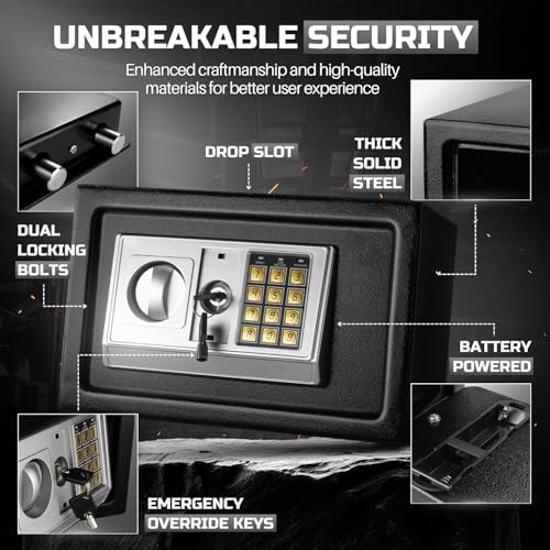 Flexzion Small Drop Safe Box with Digital Keypad, 12 x 8 x 8 in, Black - color: Black, size: Small (0.44 Cubic Feet)