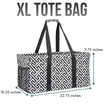 Extra Large Utility Tote Bag - Oversized Collapsible Beach Bag - Geo Black - color: Geo Black