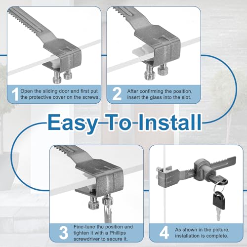 0.5" Luminous Sliding Glass Door Ratchet Lock Fit 0.20-0.39" White - color: White, size: 0.5"