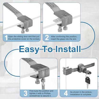 0.5" Luminous Sliding Glass Door Ratchet Lock Fit 0.20-0.39" White - color: White, size: 0.5"