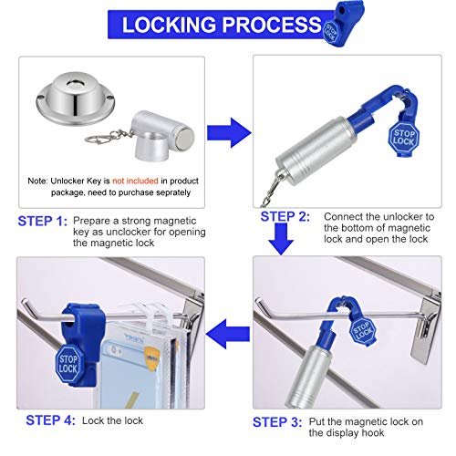 200Pcs Blue Peg Hook Security Stop Lock 6mm for 4.5-5.9mm Retail Pegboard - color: Blue
