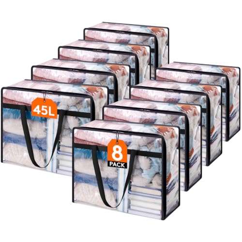 Lifewit 45L Clear Clothes Storage Bags,Plastic Foldable Blanket Storage Bag - size: 45L