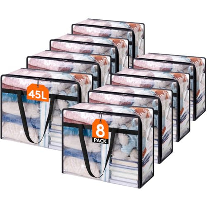 Lifewit 45L Clear Clothes Storage Bags,Plastic Foldable Blanket Storage Bag - size: 45L