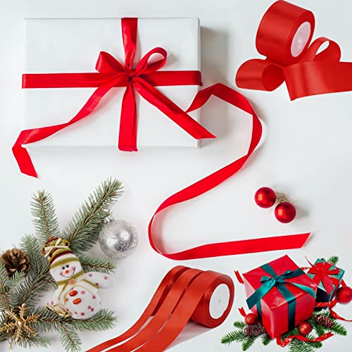 Red Satin Ribbon 1 Inch for Gift Wrapping, 50 Yards in Length - color: Red, size: 1"